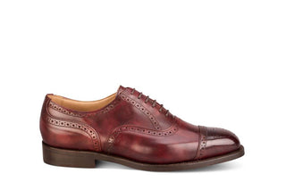 Kensington Toecap Oxford City Shoe - Burgundy Museum Calf - R E Tricker Ltd