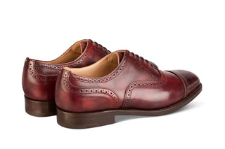 Kensington Toecap Oxford City Shoe - Burgundy Museum Calf - R E Tricker Ltd