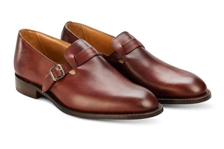 Niles Single Buckle Loafer - Burgundy Burnished - R E Tricker Ltd