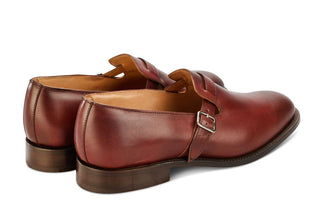 Niles Single Buckle Loafer - Burgundy Burnished - R E Tricker Ltd