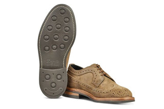 Richard Longwing Brogue - Peanut Reverse Suede - R E Tricker Ltd