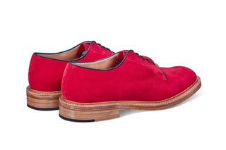 Robert Derby Shoe - Bright Red Castorino Suede - R E Tricker Ltd