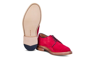 Robert Derby Shoe - Bright Red Castorino Suede - R E Tricker Ltd