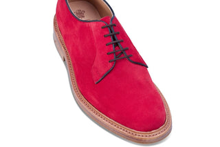 Robert Derby Shoe - Bright Red Castorino Suede - R E Tricker Ltd