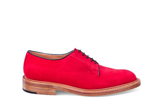 Robert Derby Shoe - Bright Red Castorino Suede - R E Tricker Ltd