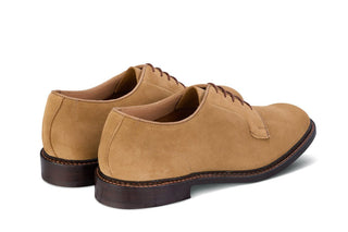 Robert Derby Shoe - Cashew Suede - R E Tricker Ltd
