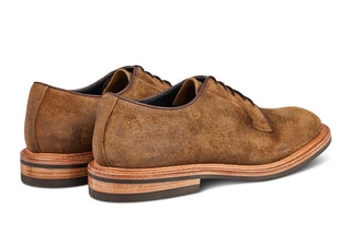 Robert Derby Shoe - Peanut Reverse Suede - R E Tricker Ltd