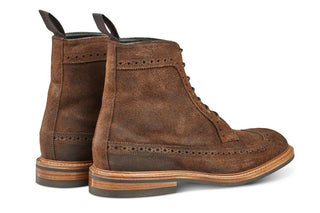 Simon Longwing Brogue Boot - Ridge Reverse Suede - R E Tricker Ltd