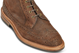 Simon Longwing Brogue Boot - Ridge Reverse Suede - R E Tricker Ltd