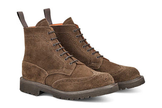 Stephy Brogue Boot - Cafe Suede - R E Tricker Ltd