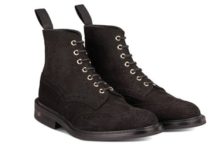 Stow Country Boot - Black Hydro Nubuck - R E Tricker Ltd