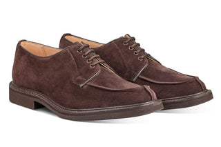 Stuart Apron Front Derby Shoe - Coffee Suede - R E Tricker Ltd