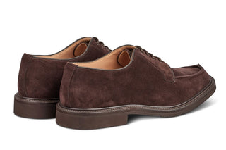 Stuart Apron Front Derby Shoe - Coffee Suede - R E Tricker Ltd